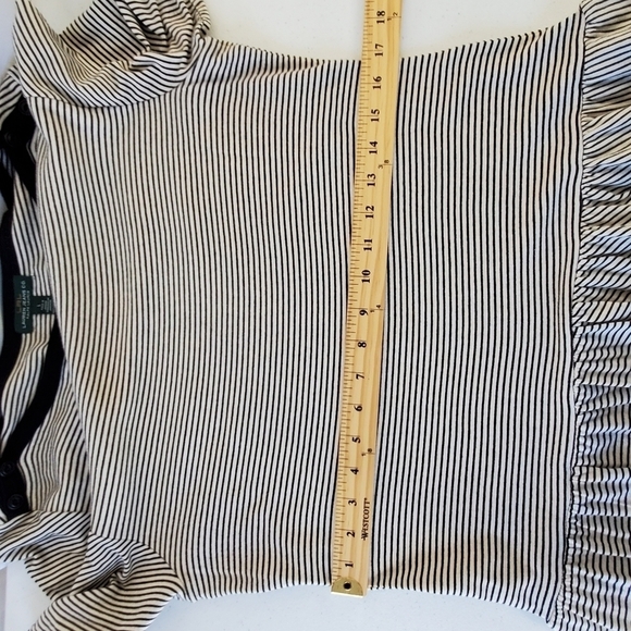 LRL Lauren Ralph Lauren Striped Tiered Dress Size L Stretch Cotton Preppy - Picture 6 of 10